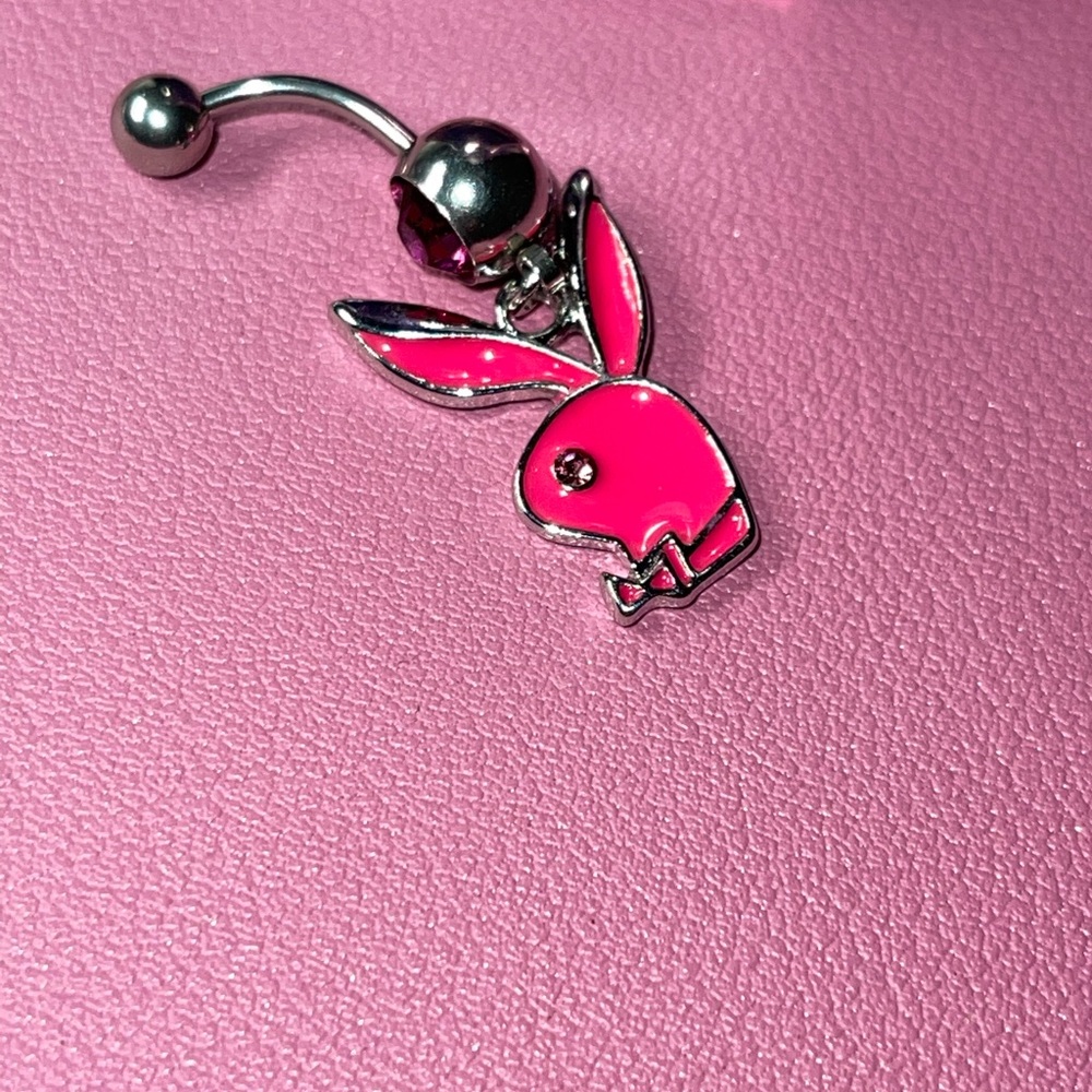 Playboy inspired belly button rings Pink
